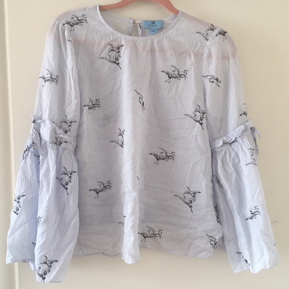 CeCe cotton top with bell sleeves